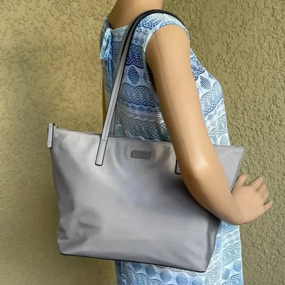 Kate Spade Hayden Nylon Top Zip Tote Nimbus Grey - Picture 10 of 16